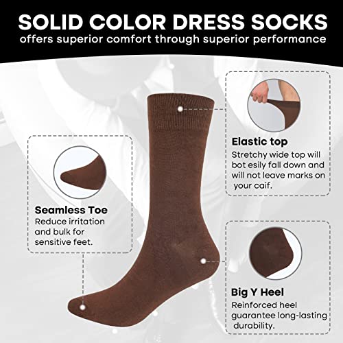 Athlemo Men's Super Soft Dress Crew Socks, 4 Pack Business Casual Sock Moisture Wicking Socks, Brown, 13-15 - Image 5