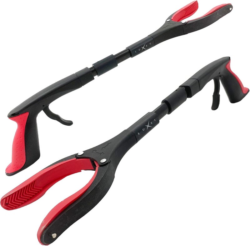 Luxet Grabber Reacher Tool 19 Inch Long, Foldable Pick Up Stick - Strong Grip Magnetic Tip - Heavy Duty Trash Picker Claw Reacher Grabber Tool Elderly Wheelchair Mobility Aid (Red) - Image 2