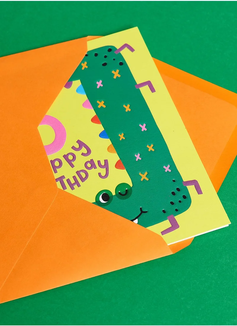 Raspberry Blossom Age 5 - Crocodile Year Card