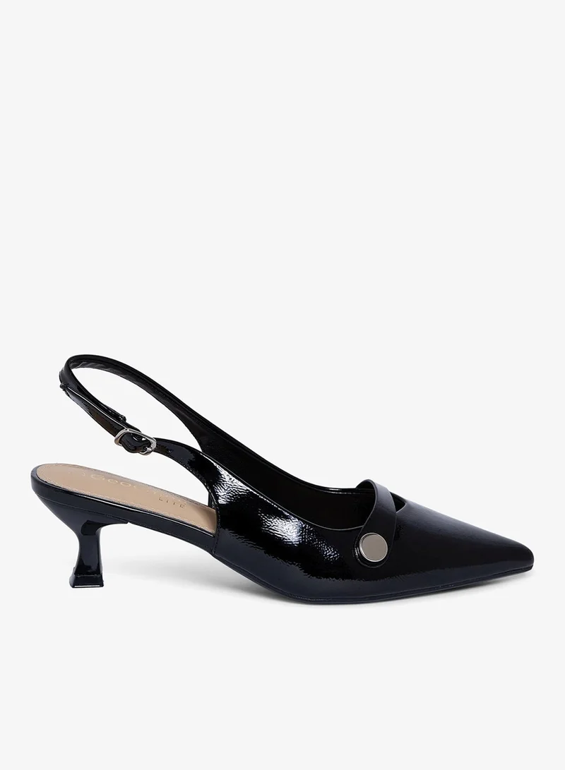 Geoomnii BLACK Geoomnii Low Heel Mules for Women – Comfortable Slip-On Backless Heels for Office, Casual & Daily Wear for Women | Best Price UAE