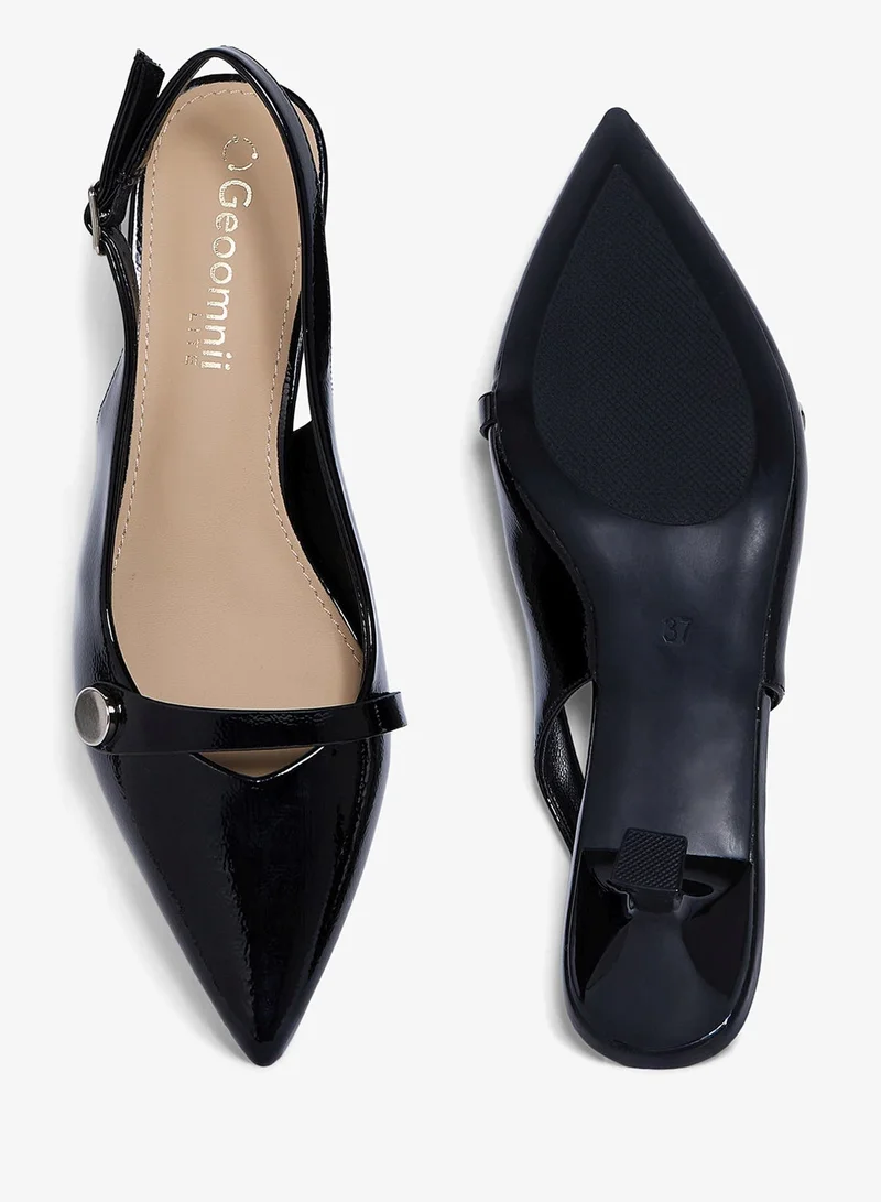 Geoomnii BLACK Geoomnii Low Heel Mules for Women – Comfortable Slip-On Backless Heels for Office, Casual & Daily Wear for Women | Best Price UAE