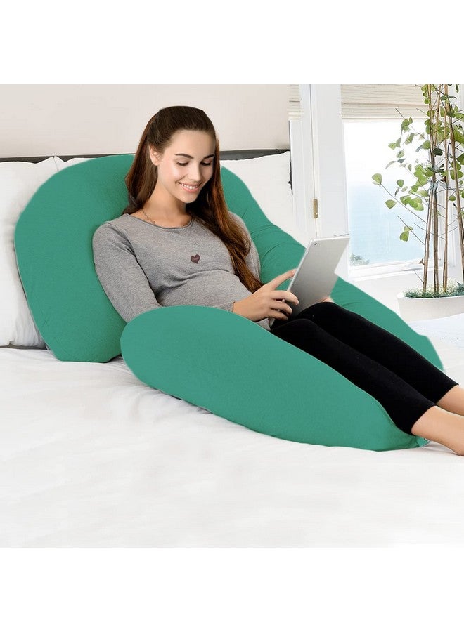 COOZLY COOZLY C Shaped Pregnancy Pillow | Maternity Pillow|100% Cotton Removable Covers | Premium PregnoCare Fibres | Pregnancy Sleeping Pillow (02 Premium LYTE, Cyan) - Image 2