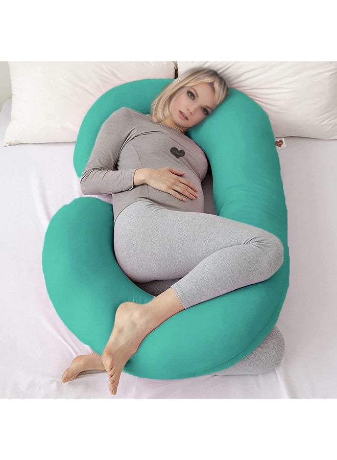 COOZLY COOZLY C Shaped Pregnancy Pillow | Maternity Pillow|100% Cotton Removable Covers | Premium PregnoCare Fibres | Pregnancy Sleeping Pillow (02 Premium LYTE, Cyan) - Image 1