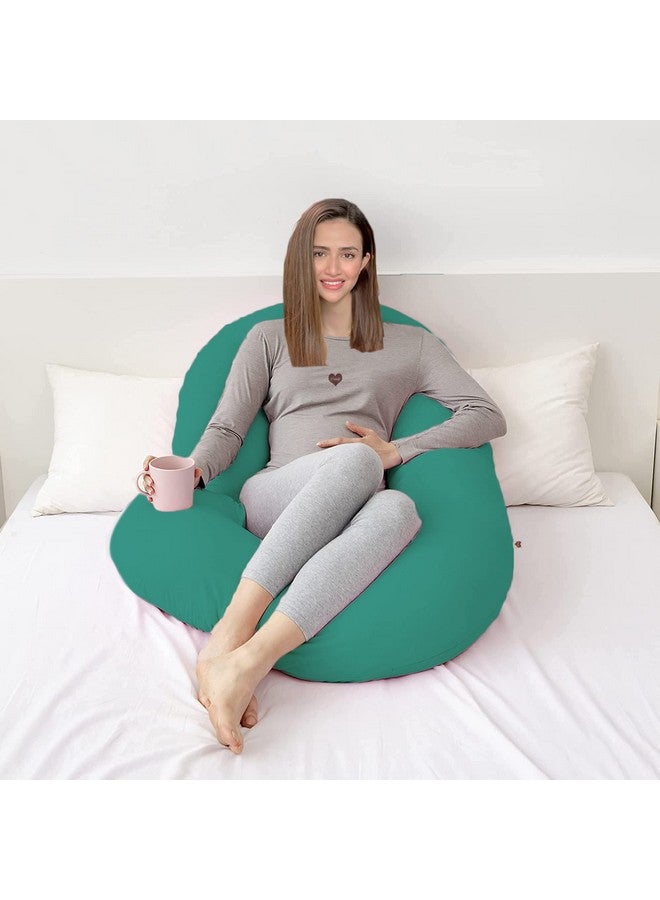 COOZLY COOZLY C Shaped Pregnancy Pillow | Maternity Pillow|100% Cotton Removable Covers | Premium PregnoCare Fibres | Pregnancy Sleeping Pillow (02 Premium LYTE, Cyan) - Image 4