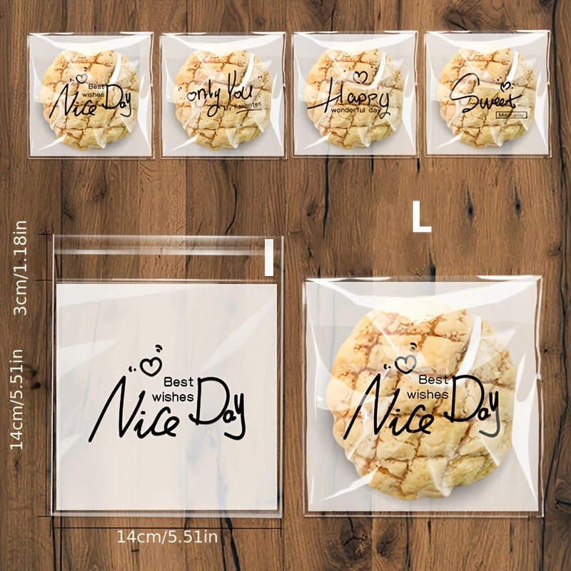 100 Assorted Small White Self-Adhesive Bags 2.76 Inch For Baking Snowflake Crisps Snacks Candy - Image 4