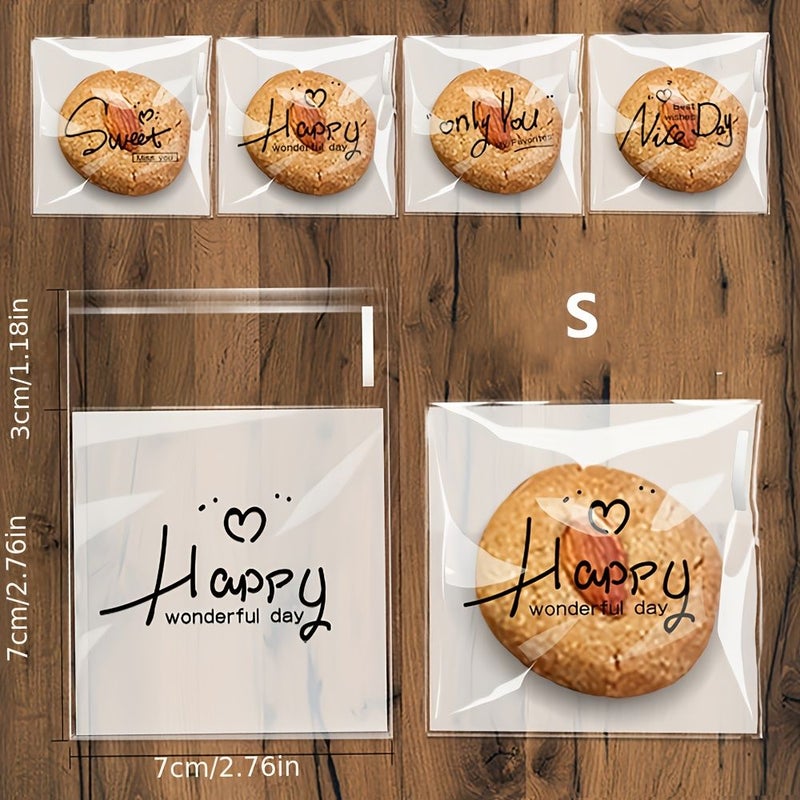 100 Assorted Small White Self-Adhesive Bags 2.76 Inch For Baking Snowflake Crisps Snacks Candy - Image 2