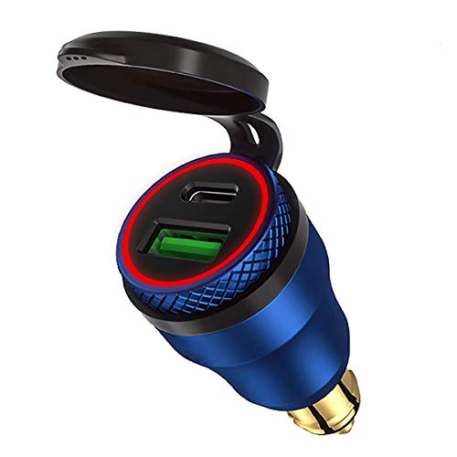 iMESTOU Aluminum 30W Power Delivery DIN Power Plug Charger to USB C and Quick Charge USB 3.0 Motorcycle DIN Adapter Waterproof Fits for Hella 12V-24V DIN Socket/BMW Ducati Triumph - Image 1