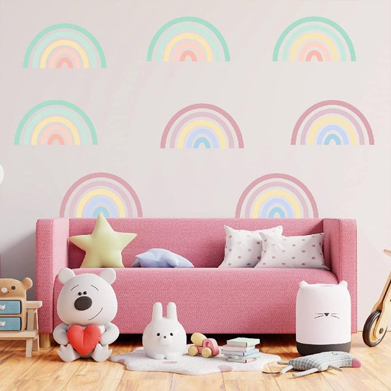 ويوبلز 10 قطع من ملصقات جدارية بألوان قوس قزح، قابلة للإزالة، مقاومة للماء، مصنوعة من مادة PVC، لتزيين الجدران، يمكنك تركيبها بنفسك، ملصقات جدارية ذاتية اللصق للحمام وغرفة النوم وغرفة المعيشة - Image 1