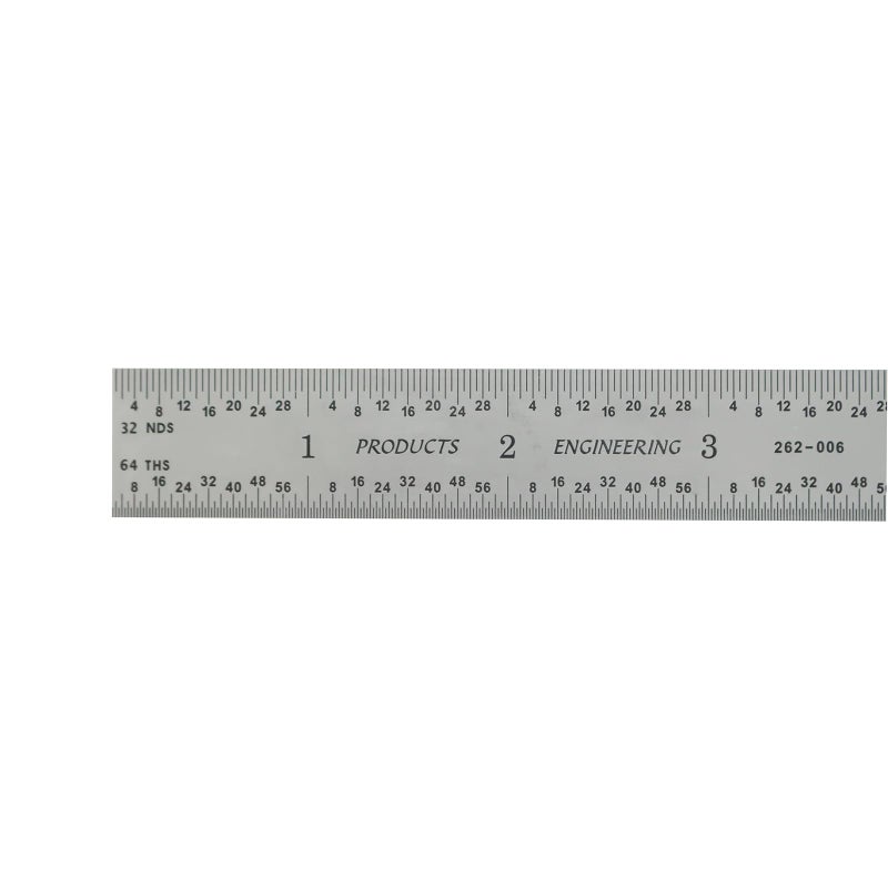 PEC Tools 6" x 150mm Machinist Metal Ruler, 1/25" Thick X 3/4" Wide, Satin Chrome Finish Tempered Stainless Steel Ruler, Measurement Markings 1/32",1/64", 0.5mm, 1mm, Made in USA - Image 3