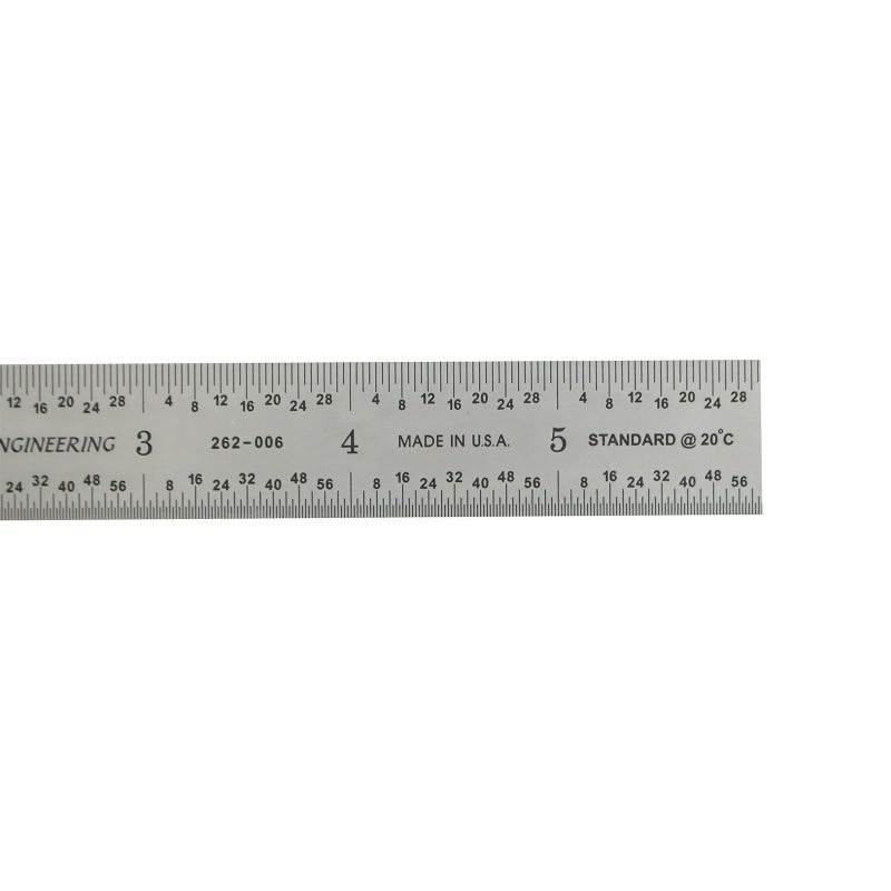 PEC Tools 6" x 150mm Machinist Metal Ruler, 1/25" Thick X 3/4" Wide, Satin Chrome Finish Tempered Stainless Steel Ruler, Measurement Markings 1/32",1/64", 0.5mm, 1mm, Made in USA - Image 4