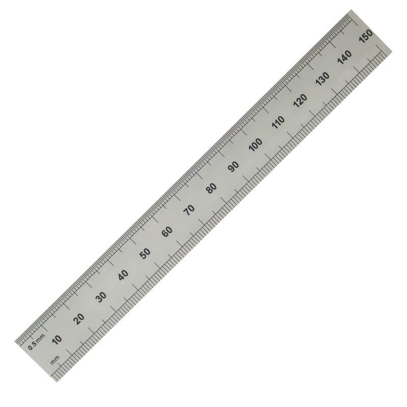 PEC Tools 6" x 150mm Machinist Metal Ruler, 1/25" Thick X 3/4" Wide, Satin Chrome Finish Tempered Stainless Steel Ruler, Measurement Markings 1/32",1/64", 0.5mm, 1mm, Made in USA - Image 2