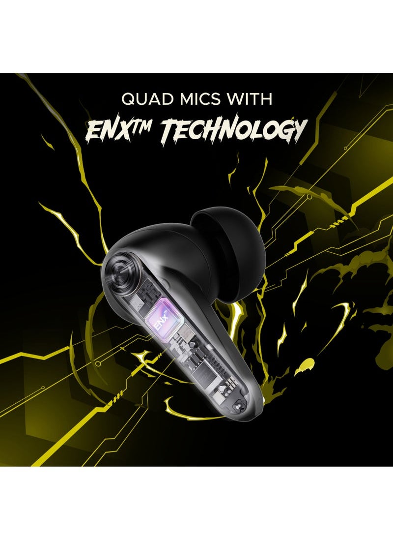 Immortal 171 In Ear Tws Earbuds With 40 Hrs Playtime, Quad Mics Enx Tech, Beast Mode, Blazing Rgb Leds, Bluetooth V5.3 & Asap Charge Black Sabre