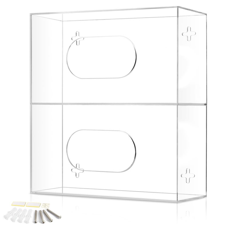 Storage Standard Double Glove Box Holder Wall Mount Glove Dispenser - Disposable Glove Holder Wall Mount Glove Station for Medical Gloves, Multipurpose Kitchen Gloves Holder - Includes Hanging Hardware - Image 1