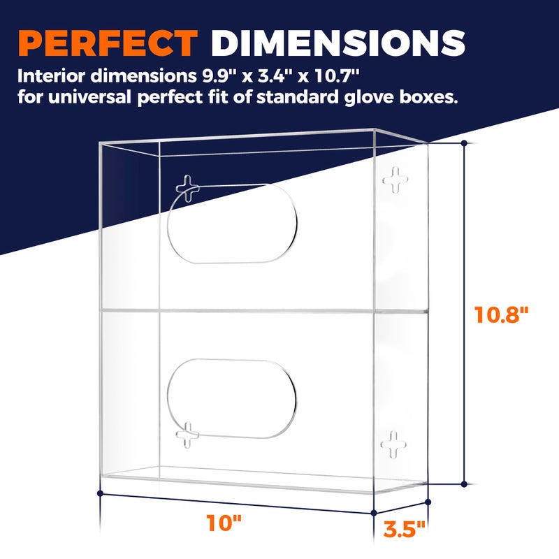 Storage Standard Double Glove Box Holder Wall Mount Glove Dispenser - Disposable Glove Holder Wall Mount Glove Station for Medical Gloves, Multipurpose Kitchen Gloves Holder - Includes Hanging Hardware - Image 5
