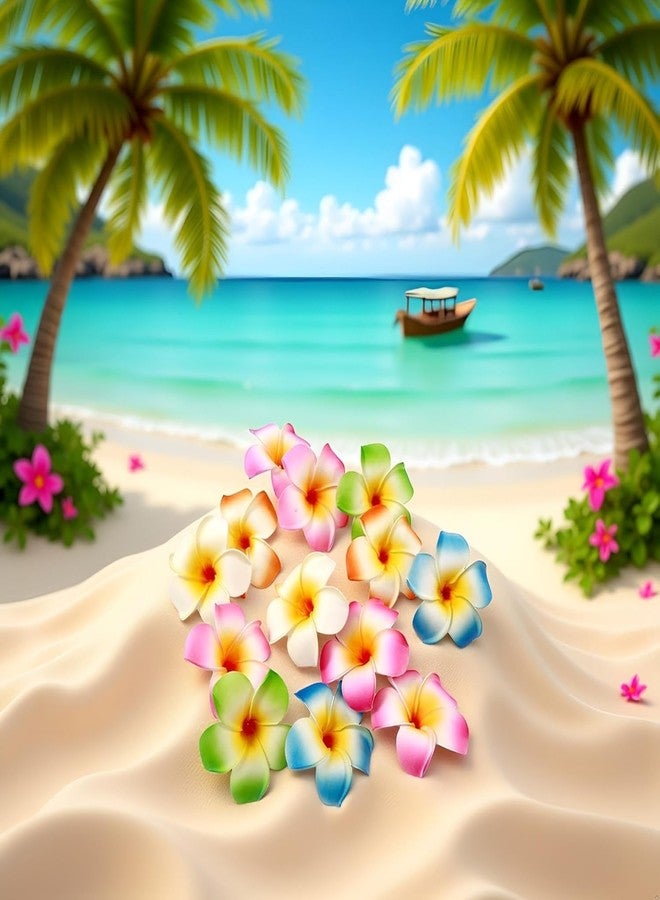 Jizlan 10 Pcs Multicolor Hawaii Plumeria Flower Clips, Artificial Tropical Flower Hairpins for Wedding, Beach Party Hair Clips and Barrettes, Hair Accessory, 7cm - Image 2
