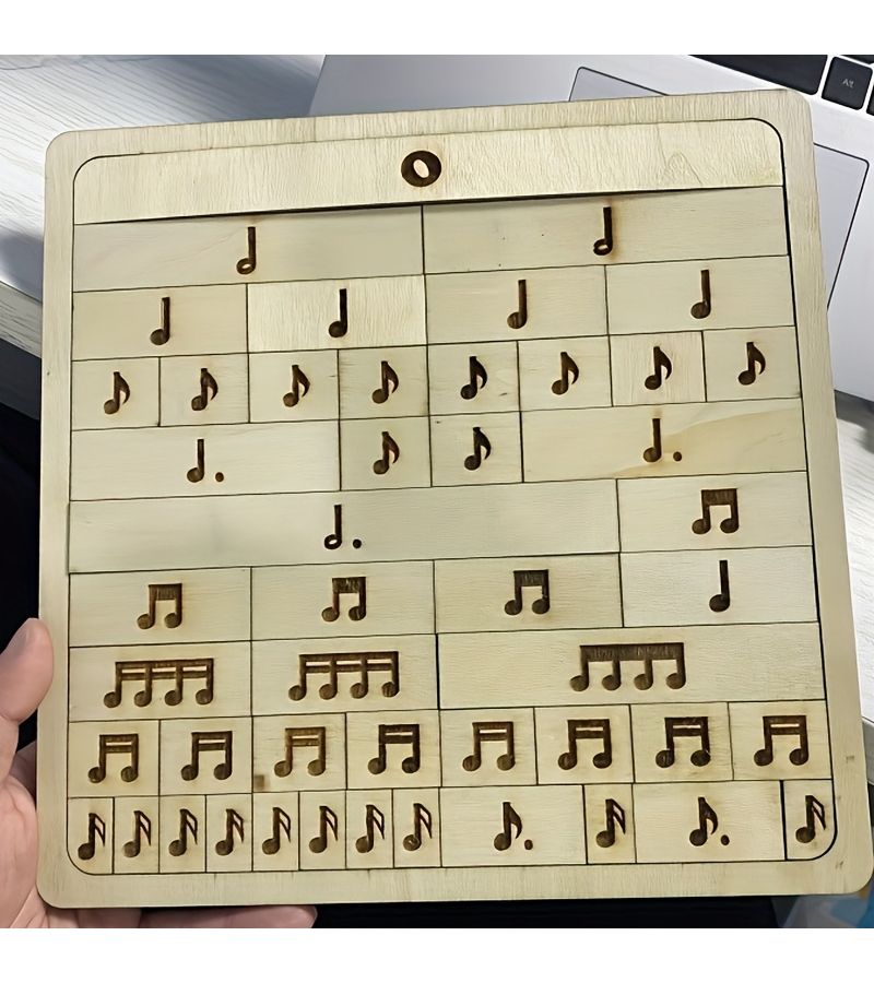 Wooden Music Note Puzzle Board Rhythm Tool Beginners Desktop Educational Aid Music Classes - Image 1