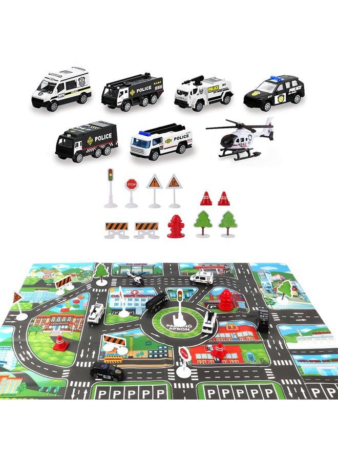 Dwi Dowellin Transport Cargo Airplane Toys with Police Cars Toy Set and Play Mat,Plane with Light Up and Sounds,Birthday Gift for 3 4 5 6 Years Old Kids Boys Girls(Large) - Image 4