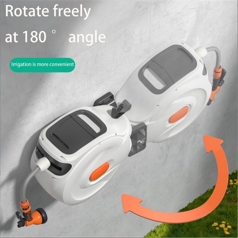 HotsUAE Household Retractable Garden Hose Reel, Wall Mounted 180 ° Rotatable Water Hose, 20m Water Hose Reel with Multifunctional Garden Water Gun and High-Pressure Water Gun (20m) - Image 3