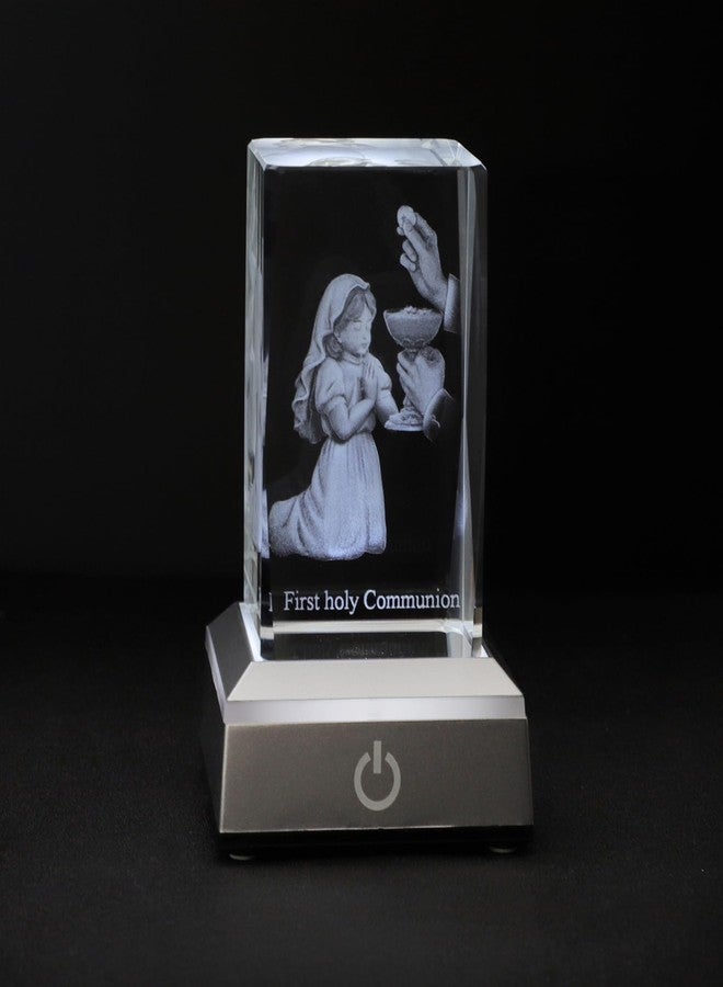 KOMI First Communion Gifts for Girls, 3D Crystal Statue with LED Light Base, Catholic Religious Gifts for Kids with Gifts Box, Night Light for Bedroom, Christian Catholic Home Decor - Image 2