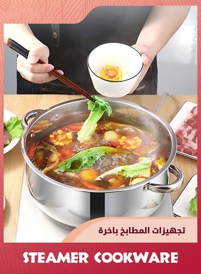 عربست بوت البخار,4 طبقة البخار مع غطاء خطوة البخار والمقبضات التوأم,الفولاذ المقاوم للصدأ مخزون,متعددة الوظائف كبيرة حساء وعاء الطبخ وعاء المطبخ المعيشة الطبخ الغذائي,28X40CM بوت الأرز - Image 2