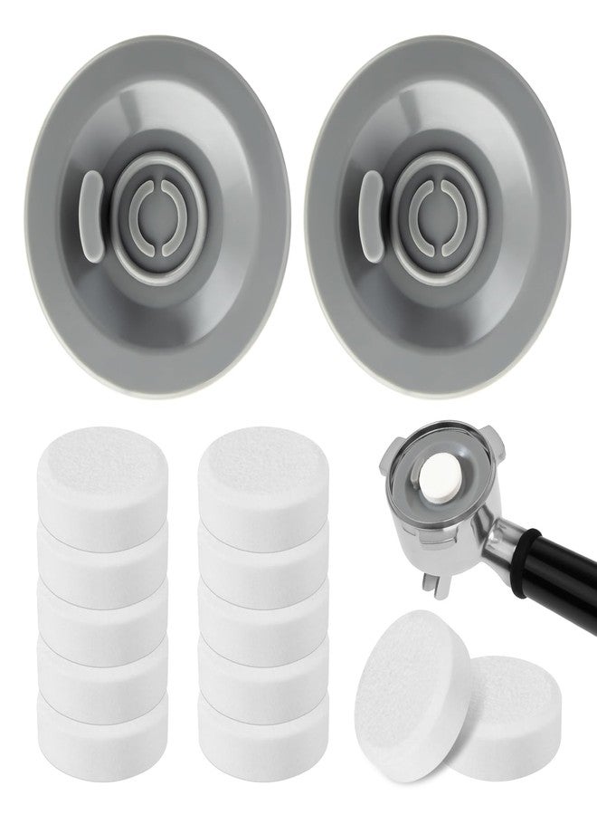 CuraceQ 12 PCS Cleaning Tablets and 2 PCS Rubber Backflush Disc for Breville, 54mm Espresso Backflush Cleaning Discs for Breville Machines and Ninja Luxe Cafe, Clean Interior Parts and Portafilter - Image 1