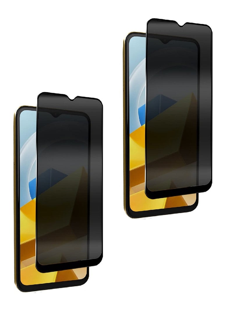 Super 2 Pieces Tempered Glass Screen Protector Anti-Spy Privacy Designed For Xiaomi Poco M5 Full Screen Coverage And Bubble Free - Image 1