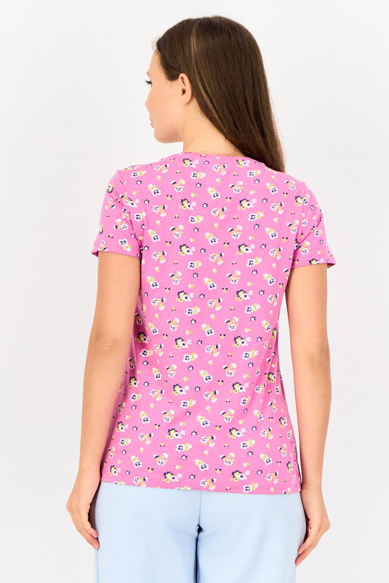 zivame Rosaline By Zivame Women Crew Neck Short Sleeves Graphic Print Pajama Top, Multicolor - Image 3