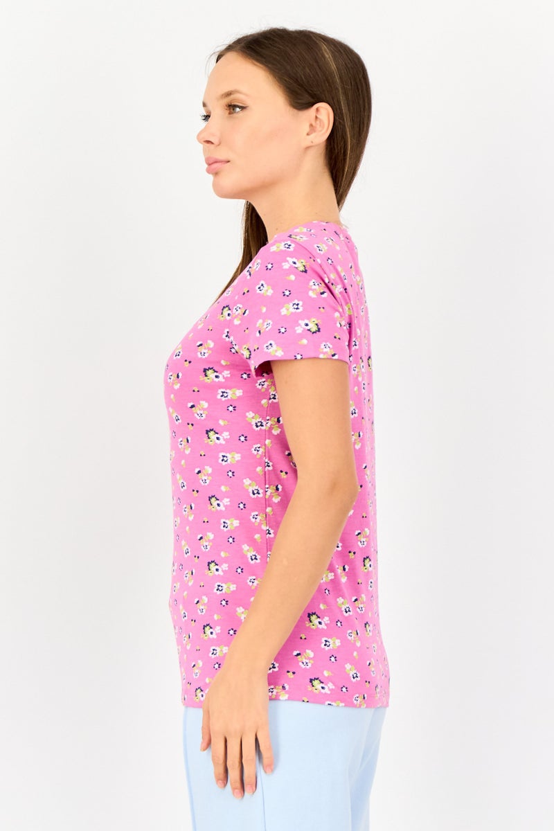 zivame Rosaline By Zivame Women Crew Neck Short Sleeves Graphic Print Pajama Top, Multicolor - Image 2