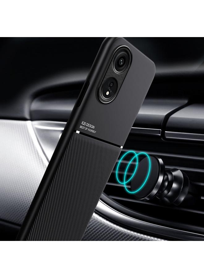 S-TOP Case For OPPO Reno8 T 4G Classic Tilt Strip Grain Magnetic PC Hybrid TPU Phone Case - Image 5