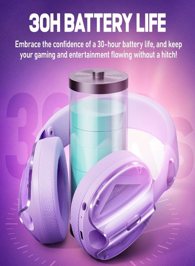 Picun G1 Wireless Gaming Headset 2.4GHz & Bluetooth 5.4 with 3D Spatial Audio, ENC Mic, 30H Battery, Lightweight Over-Ear Headphones for PS5, PC, Phone, Switch - Black & Red - Image 5