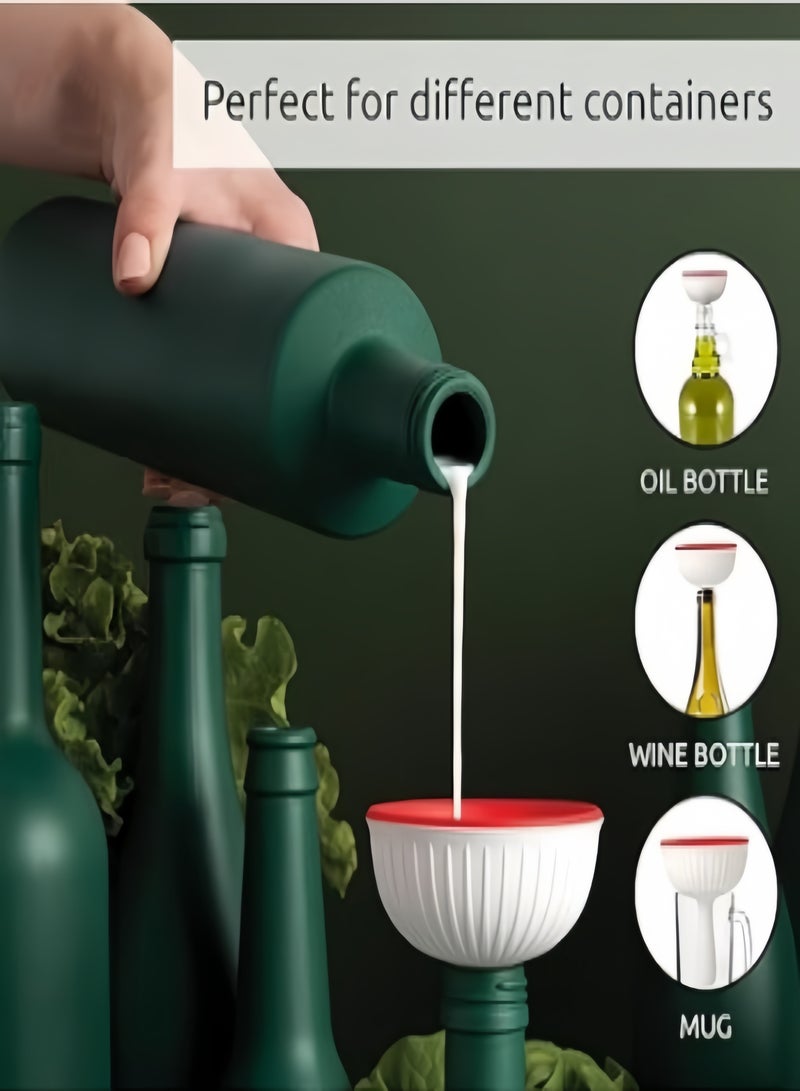 كيفن Foldable Kitchen Mushroom Funnel Small Funnel with Wide Mouth for Jars Canning, Bottle Liquid Transfer Silicone 100% Food Safe BPA Free Dishwasher Safe - Image 3