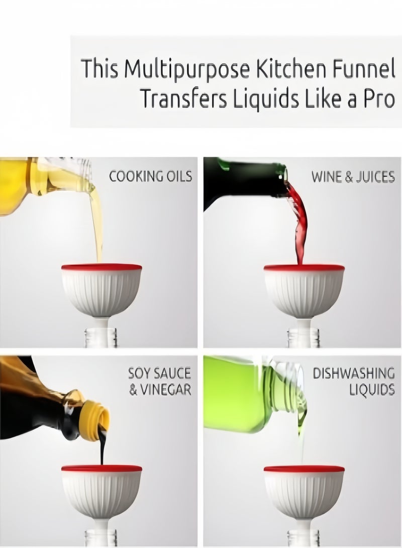 كيفن Foldable Kitchen Mushroom Funnel Small Funnel with Wide Mouth for Jars Canning, Bottle Liquid Transfer Silicone 100% Food Safe BPA Free Dishwasher Safe - Image 4