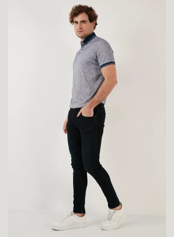 Buratti  Buratti Cotton Blend Patterned Slim Fit Polo Collar T Shirt Men's Polo Collar T-Shirt 646B3270 for Men | Best Price UAE