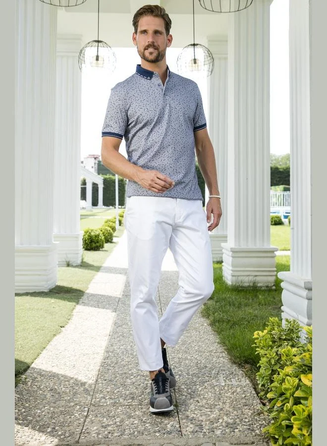 Buratti Buratti Cotton Blend Patterned Slim Fit Polo Collar T Shirt Men's Polo Collar T-Shirt 646B3270