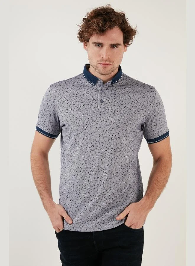 Buratti Cotton Blend Patterned Slim Fit Polo Collar T Shirt Men's Polo Collar T-Shirt 646B3270