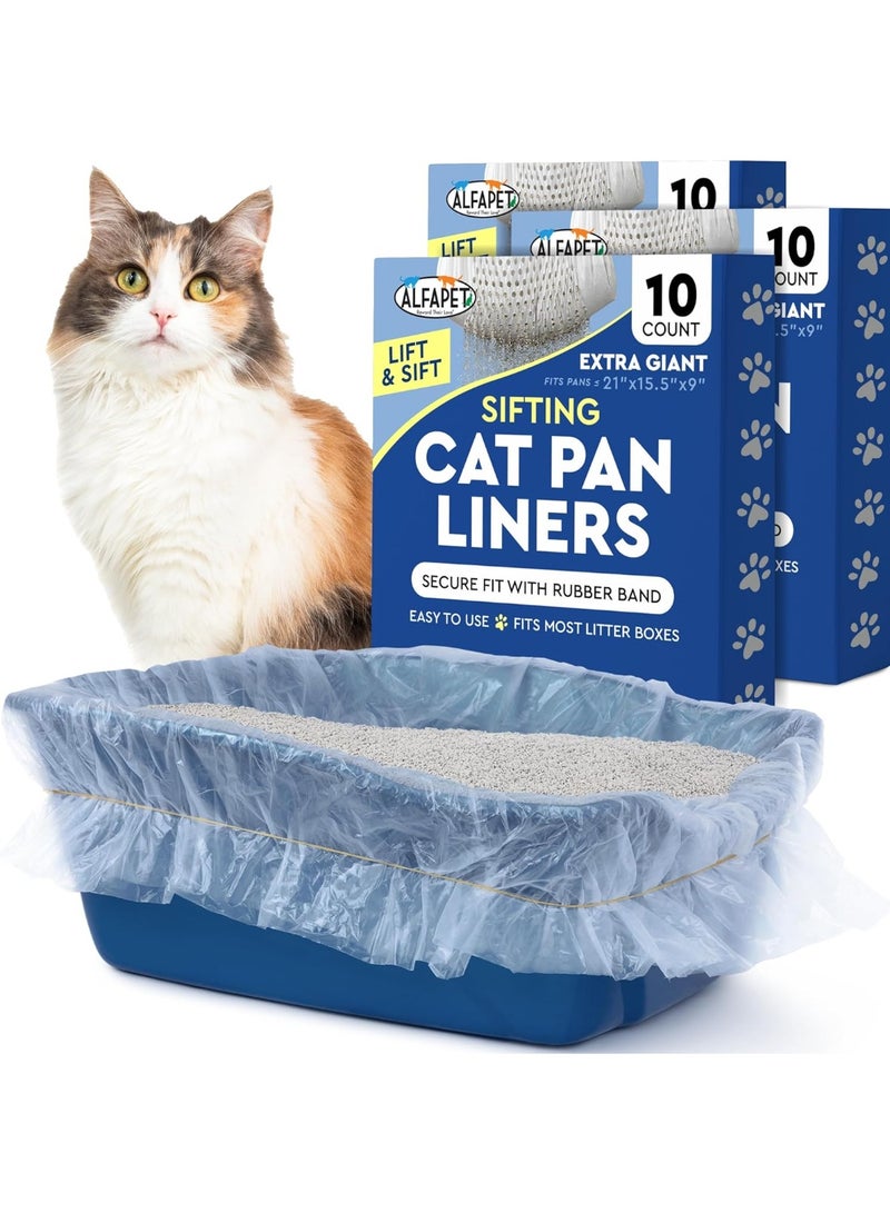 Alfapet Original Sifting Cat Litter Box Liners - Extra Giant 30 Count - Tear-Resistant Cat Litter Bags - Waterproof Kitty Litter Liners - Fits Almost All Litterbox Pan Sizes, 40" x 38", 30 lb Capacity - Image 1