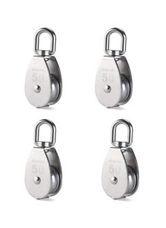Generic 4 Pack M50 Single Pulley Roller - Heavy Duty 304 Stainless Steel Swivel Block with 880Ibs Load Capacity for a Variety Of Applications  - Image 1
