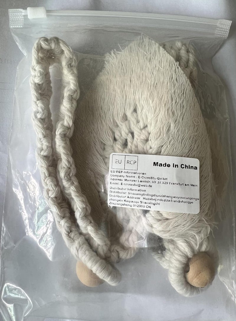 انتيكيانو مجموعة من حاملي ستائر بوهو، قطن طبيعي، أربطة ستائر من الحبال، مصنوعة يدويًا، ورقتان، ستارة منسوجة، حامل ديكوري للستائر الريفية على الطراز البوهيمي (بيج) - Image 2