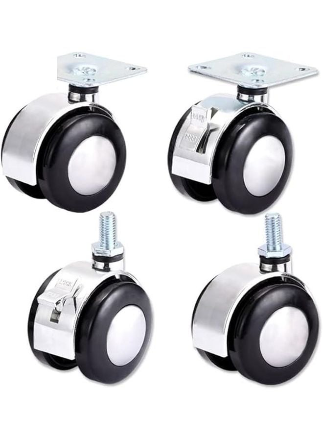عجلات كاستر صناعية ثقيلة 2 بوصة دوارة مع قفل مطاطي فضي - Image 2