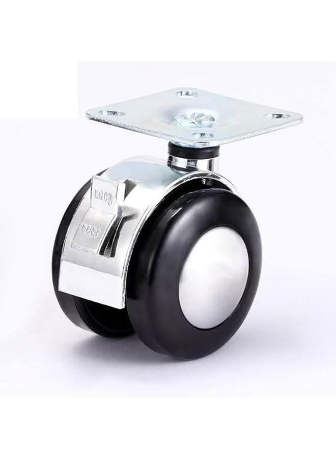 عجلات كاستر صناعية ثقيلة 2 بوصة دوارة مع قفل مطاطي فضي - Image 4