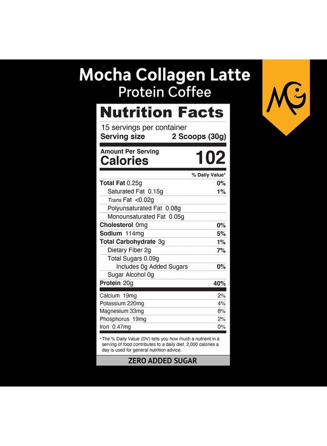 Marigold High Protein Collagen Coffee Mocha Collagen Latte Dairy Free 20G Grassfed Type I & Iii Collagen Peptides Energy Boost 2 Shots Organic Espresso Nongmo 1 Lb Bag 15 Servings - Image 5