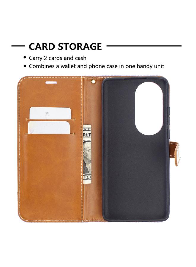 اس-توب جراب لهاتف Huawei P50 Pro، مصنوع من الجلد بتصميم أفقي، بلون مطابق، مع حامل وفتحات للبطاقات ومحفظة وحبل تثبيت - Image 5