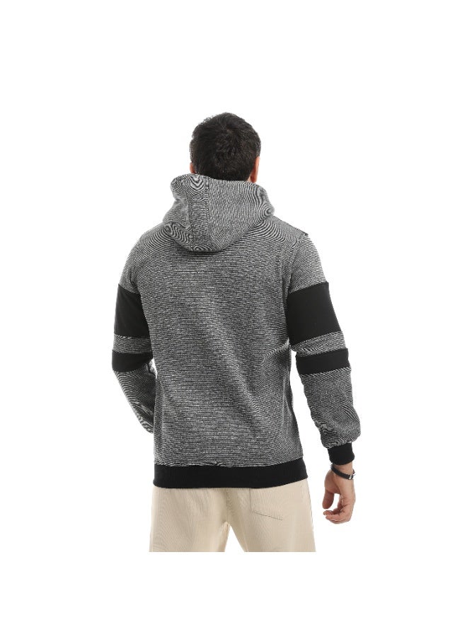 Caesar Men's striped hoodie with front zipper - Image 5