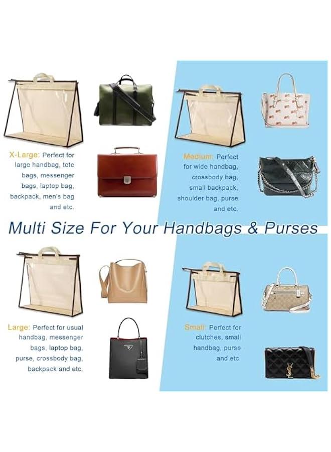 4 عبوات من حقائب اليد من ساب وولف، منظم تخزين شفاف لحقيبة اليد للخزانة، منظم تخزين شفاف للخزانة، منظم خزانة بسحاب لل والتخزين - Image 3