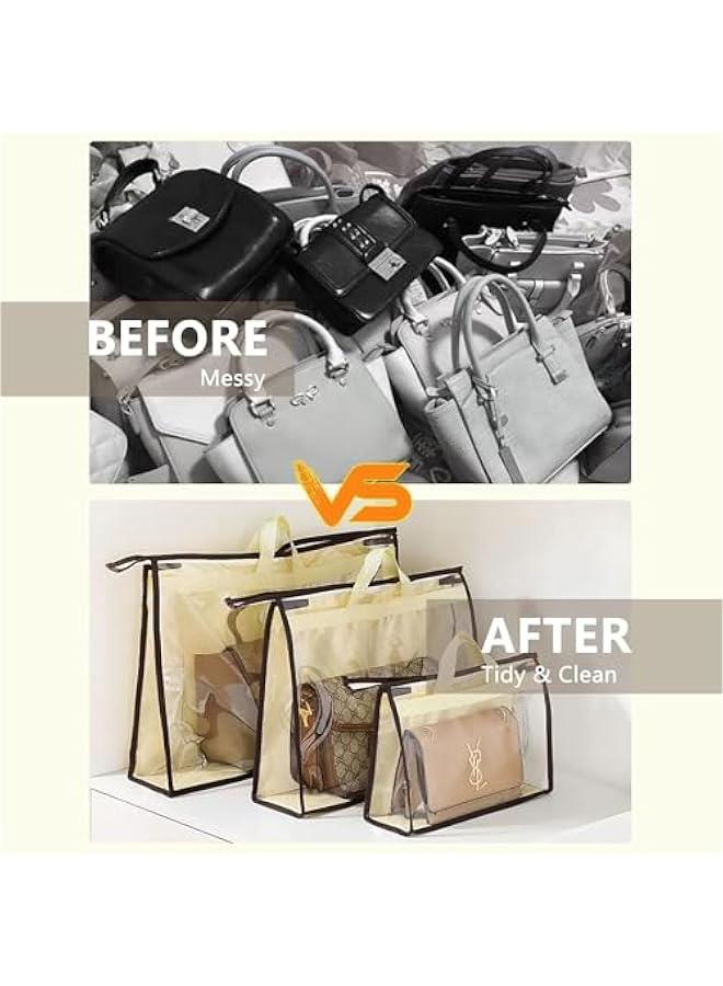 4 عبوات من حقائب اليد من ساب وولف، منظم تخزين شفاف لحقيبة اليد للخزانة، منظم تخزين شفاف للخزانة، منظم خزانة بسحاب لل والتخزين - Image 5