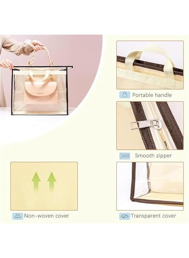 4 عبوات من حقائب اليد من ساب وولف، منظم تخزين شفاف لحقيبة اليد للخزانة، منظم تخزين شفاف للخزانة، منظم خزانة بسحاب لل والتخزين - Image 4