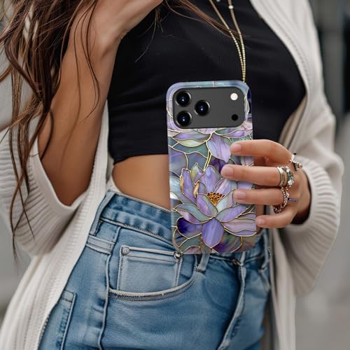Goodon for iPhone 17 Pro Max Case Cute - Wireless Charging Compatible - Dual-Layer Hard Shell + Silicone Cover - Protective Phone Case with Trendy Designs for Women - Abstract Lotus - Image 3