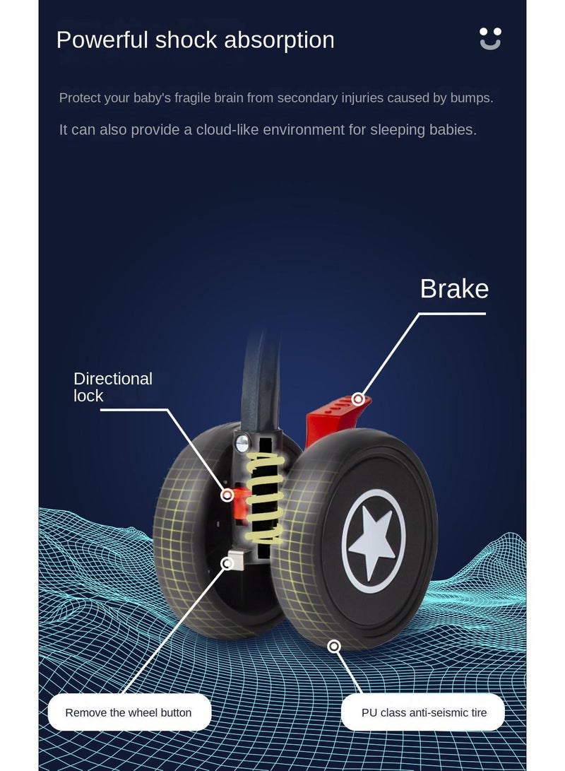 Bidirectional Baby Stroller With Lightweight Shock Absorption Sitting And Lying Down Foldable Newborn Portable Stroller（Red） - Image 5