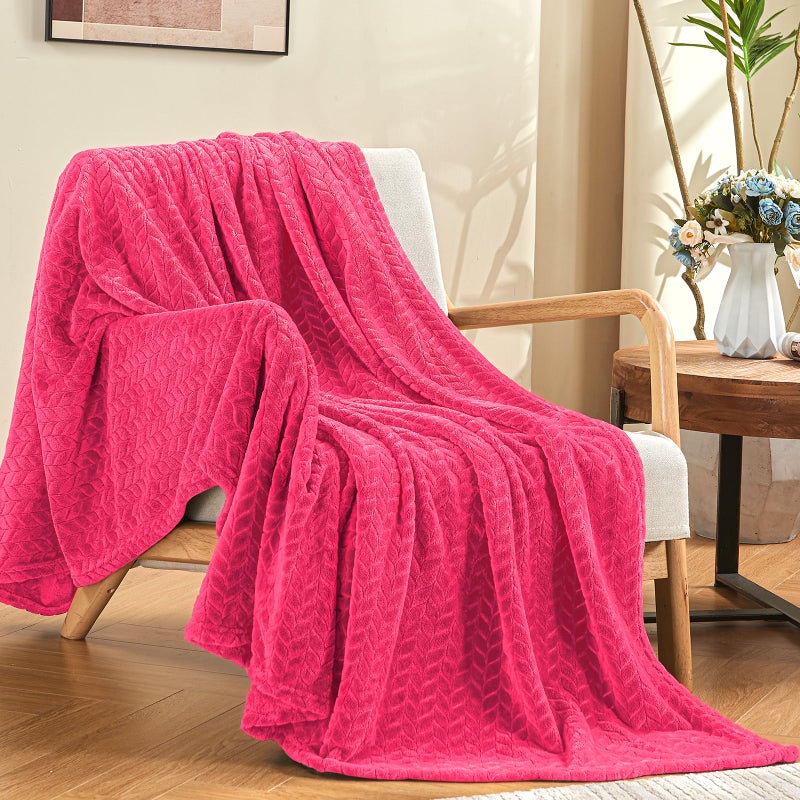 inhand Hot Pink Fleece Throw Blanket for Women Super Soft Cozy Blankets for Mom All Season Lightweight Fuzzy Blanket for Couch Sofa Chair 5060 Inches
