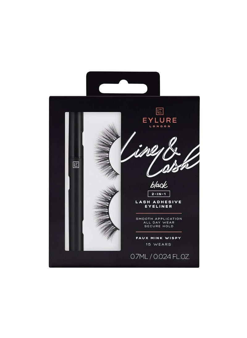 EYLURE - Eylure Line & Lash Kit, 2-in-1 Lash Black Glue Eyeliner and False Lashes, Faux Mink Wispy - Image 1